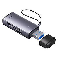 Кардридер для ноутбука Baseus Lite Series USB-A 3.0 to SD/microSD Gray (WKQX060013)