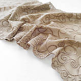 Ажурне мереживо вишивка на сітці: золотисто-коричнева нитка на золотисто-коричневій сітці, ширина 21 см, фото 4
