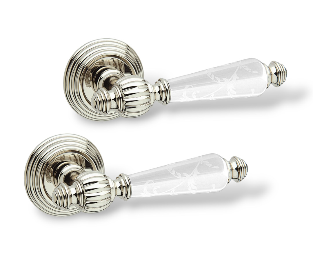 Ручки для дверей Fimet  106P Michelle нікель/біла порцеляна з квітами, фото 1