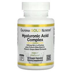 Для суглобів та зв'язок California Gold Nutrition Hyaluronic Acid Complex (60 капсул.)