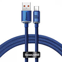 USB кабель Type-C Baseus Crystal Shine Series USB For Type-C 100W 5A 1,2m Blue (CAJY000403)