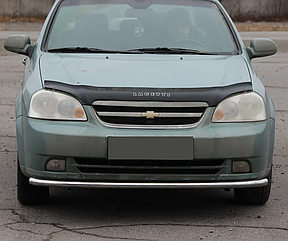 Захист переднього бампера (одинарна нержавіюча труба - одинарний ус) Chevrolet Lacetti (02+)