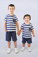 Комплект детский для мальчика футболка с шортами цвета джинс