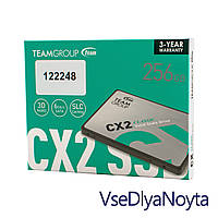 Жорсткий диск 2.5" SSD 256 Gb Team CX2 Series, T253X6256G0C101, 3D TLC, SATA-III 6Gb/s, зап/шт. - 430/520 мб/с