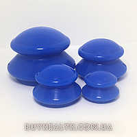 Набор синих силиконовых масажных банок 4 шт