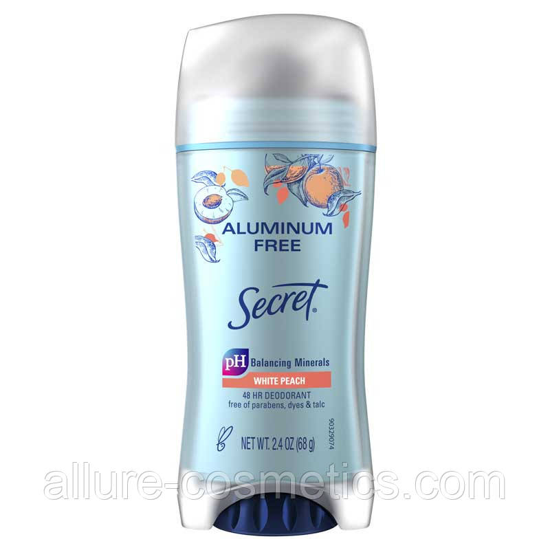 Твердий дезодорант БЕЗ АЛЮМІНИЯ Персик Secret Aluminum Free Deodorant White Peach