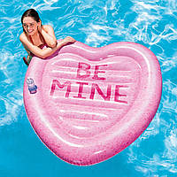 Пляжний надувний матрац (пліт) Intex 58789 "Карамельне серце" Серце з підсклянником, 145 х 142 см