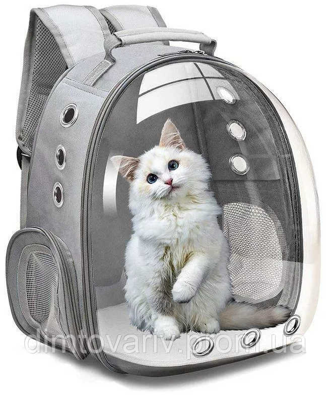 Рюкзак-переноска для кошек и собак Серый 43 см. - фото 1 - id-p1888843695