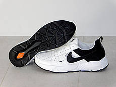 Чоловічі шкіряні кросівки білі з чорним Найк