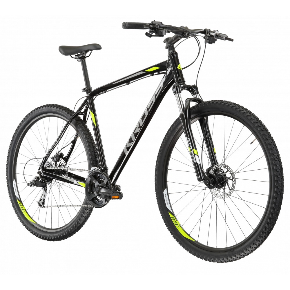 Велосипед KROSS Hexagon 5.0 29 L (21") чорний/лайм/сірий