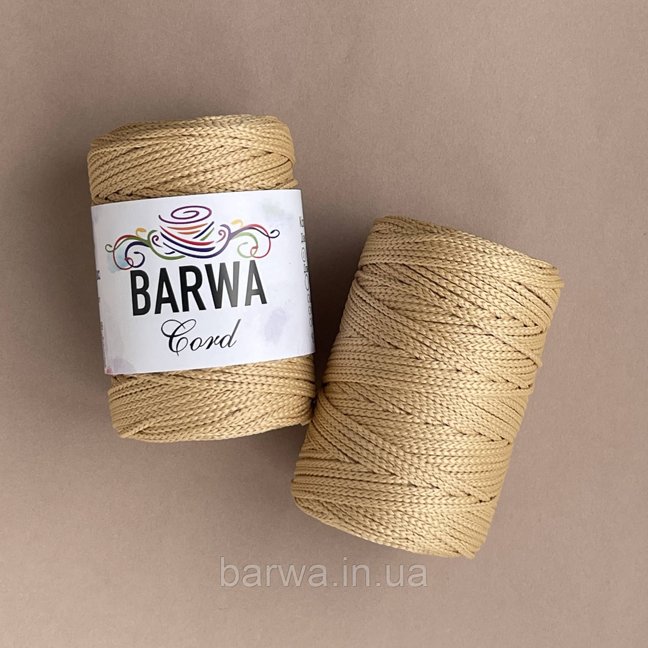 Шнур поліефірній 3 мм без сердечника. колір Зерно