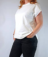 Женская футболка однотонная молочного цвета полубатал