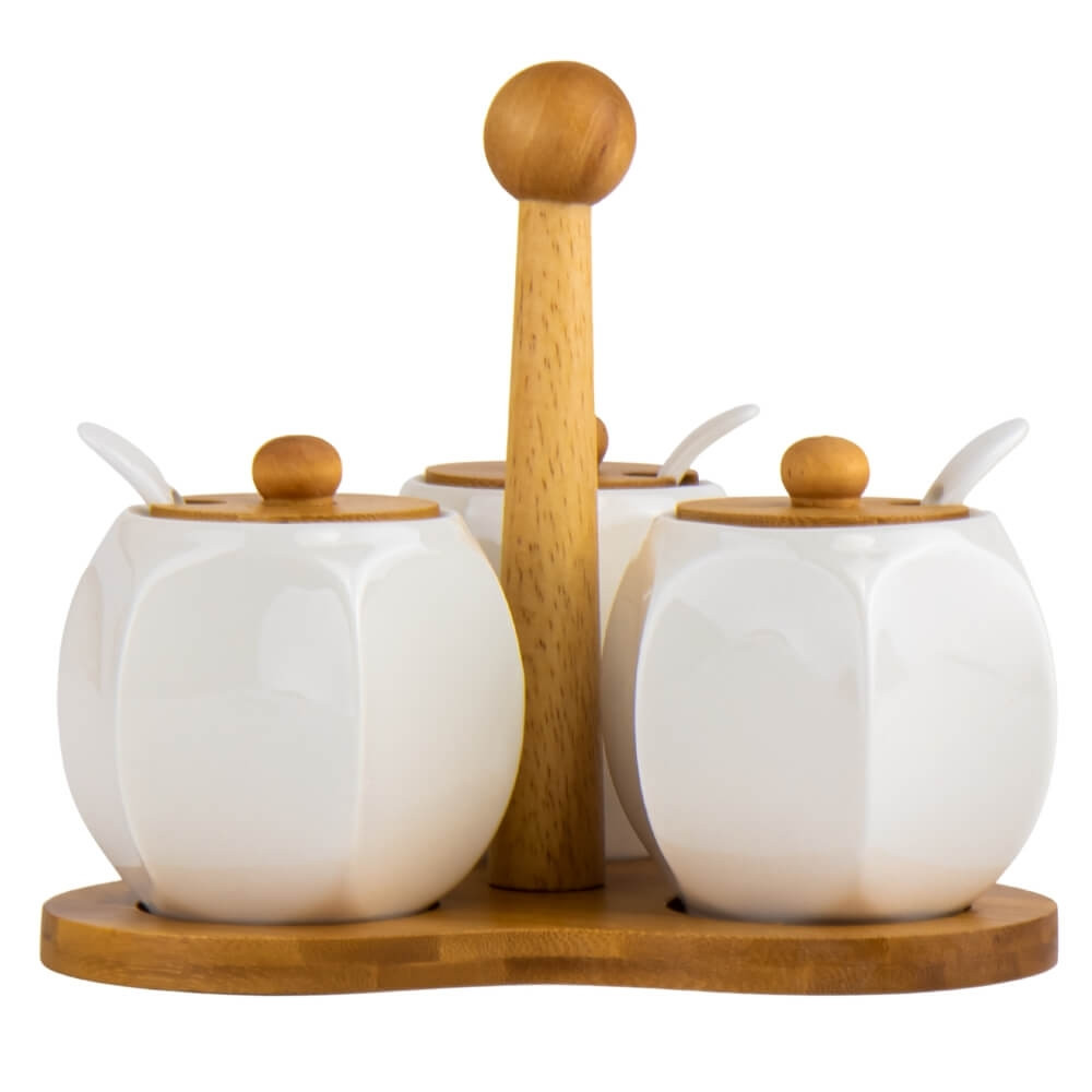 Набір для спецій 4 предмети на бамбуковій підставці 9х9х10 см 118915-007, фото 1
