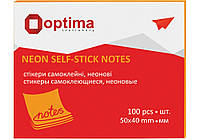 Стикеры Optima, 40х50, оранжевые неон, 100 л.