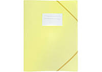Папка пластиковая А4 на резинках, с карманом, пастельная желтая