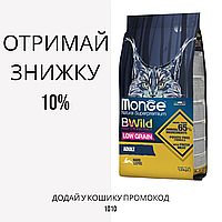Monge BWild Low Grain Adult Cat Hare низкозерновой корм для кішок з м'ясом зайця