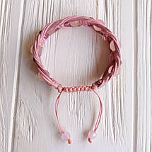 Браслет плетений з рожевого кварцу d 8мм., фото 2