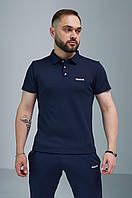 Модная футболка мужская поло летняя на каждый день синяя / Футболки поло мужские брендовые