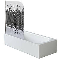 Стеклянная шторка для ванной Bravo Elba 80В Mosaic прозрачная -Komfort24-