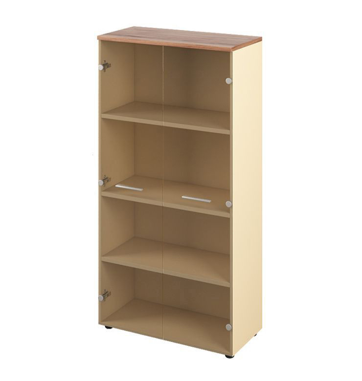 Офісна шафа для документів Прайм P4.02.16 дводверний корпус ДСП фасад скло висота 1594 мм (MConcept-ТМ)