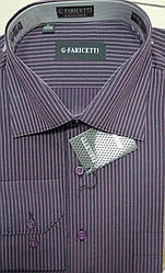 Сорочка чоловіча G-Faricetti модель 9946 чорно-фіолетова смужка