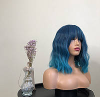 Парик KITTO HAIR "Mermaid" каре омбре в синем цвете с челкой
