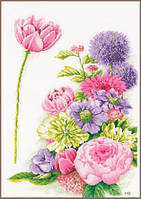 Набор для вышивки крестом LanArte Floral cotton candy Цветочная сладкая вата