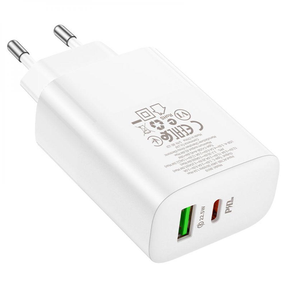 Мережевий зарядний пристрій Borofone BN10 Sunlight PD65W / QC3.0 3A, White, фото 1