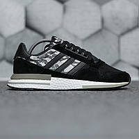 Мужские кроссовки Adidas ZX 500 (чёрные с белым) универсальные спортивные кроссы 1460