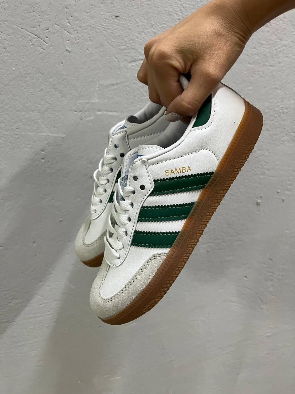 Кросівки Adidas Samba OG White Green / Адидас Самба ОГ Білі з Зеленим
