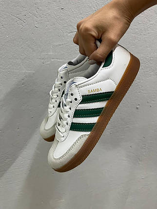 Кросівки Adidas Samba OG White Green / Адидас Самба ОГ Білі з Зеленим, фото 1