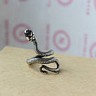 Каблучка срібна жіноча у формі змії "Кобра" з чорнінням Стильна каблучка зі срібла, фото 2