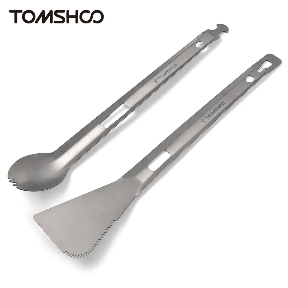 Посуд для кемпінгу Tomshoo Titanium 3 в 1 щипці / вилка-ложка / лопатка з титану