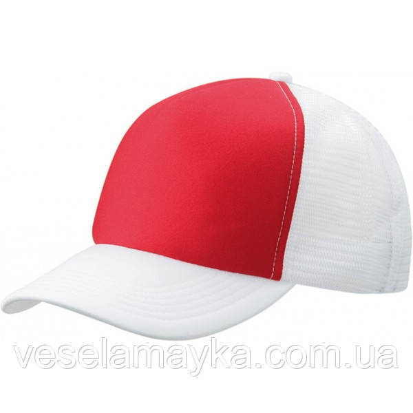 Біла кепка тракер із червоною вставкою