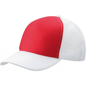 Біла кепка тракер із червоною вставкою