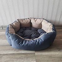 Лежак для собак 50х65см лежанка для средних собак серый с бежевым