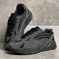 Темно-серые мужские кроссовки текстиль, черные мужские кроссовки замша, мужские демисезонные кроссовки
