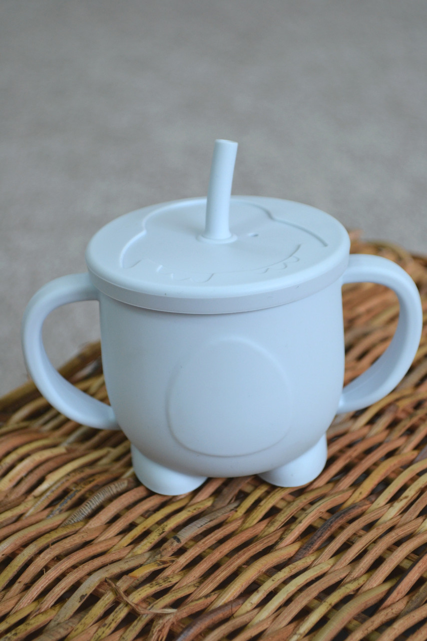 Поїльник силіконовий з трубочкою Пінгвін, New Baby Blue