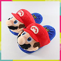 Домашние тапочки Марио и Луиджи 37-42 р. универс. детские подростковые плюшевые тапки игрушка в виде Марио
