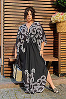 Платье-туника длинная черная большого размера Код SW635