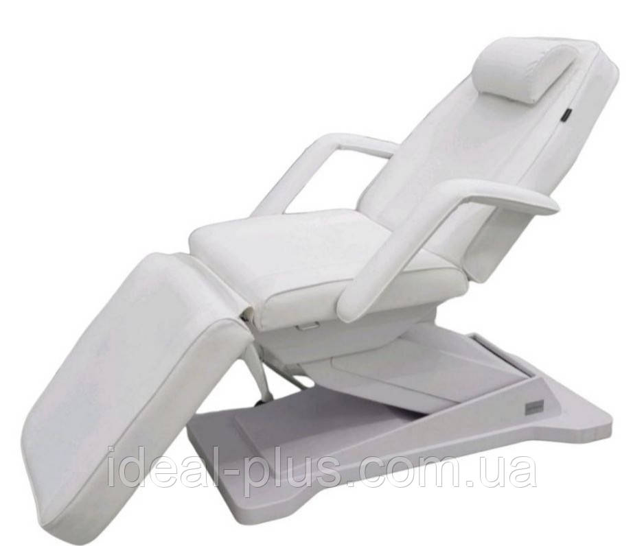 Косметологічна кушетка в білому кольорі з електроуправленням на 3 двигуни 2214АI-H HEATING ВІДЕООБЗОР, фото 1