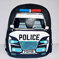 Рюкзак дитячий для хлопчика чорний із машинкою поліція