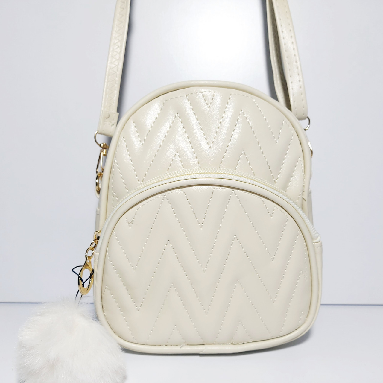 Сумочка дитяча шкірозамінник бежева стьобана, фото 1