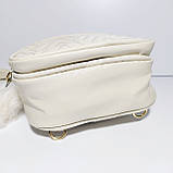 Сумочка дитяча шкірозамінник бежева стьобана, фото 4