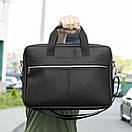 Стильна якісна ділова сумка для ноутбука та документів із матової чорної еко шкіри Capitalist портфель, фото 2