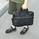 Стильна якісна ділова сумка для ноутбука та документів із матової чорної еко шкіри Capitalist портфель, фото 4
