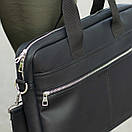 Стильна якісна ділова сумка для ноутбука та документів із матової чорної еко шкіри Capitalist портфель, фото 3