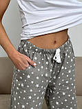 Домашня піжама жіноча COSY білі зірочки на сірому (сорочка+штани), фото 6