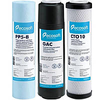 Комплект змінних картриджів для комплексного очищення питної води Ecosoft 1-2-3 до фільтра зворотного осмосу