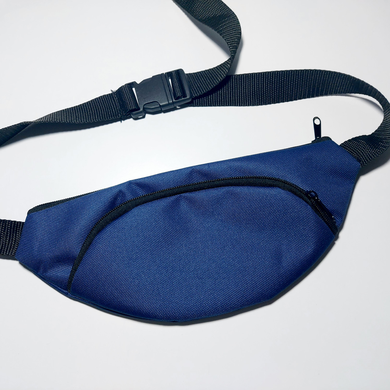 Поясна сумка бананка плоска синя два відділи, фото 1